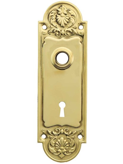 Regency Style Stamped-Brass Back Plate with Keyhole in Un-Lacquered Brass.